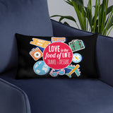 5_151 - Love is the food of life, travel is dessert - Basic Pillow