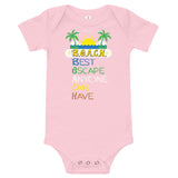 7_74 - B.E.A.C.H. Best Escape Anyone Can Have - Baby short sleeve one piece