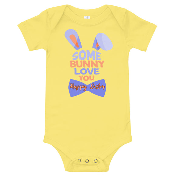 12 - Some bunny love you happy Easter - Baby short sleeve one piece