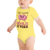 6_158 - Quiet please, genius at work - Baby short sleeve one piece