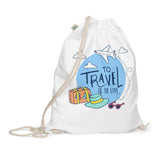 3_222 - To travel is to live - Organic cotton drawstring bag