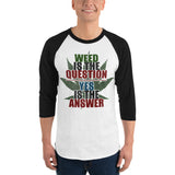 2_134 - Weed is the question, yes is the answer - 3/4 sleeve raglan shirt