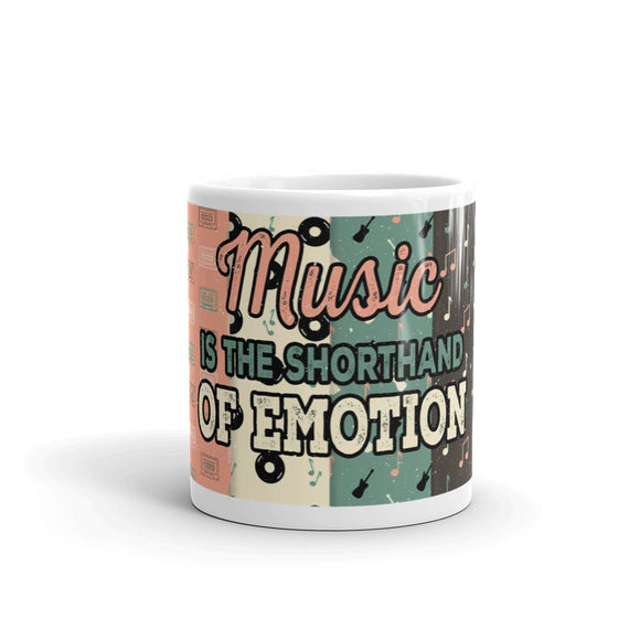 3_153 - Music is the shorthand of emotion - White glossy mug