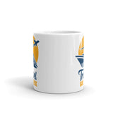 3_221 - Work, travel, save, repeat - White glossy mug