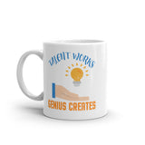 3_65 - Talent works, genius creates - White glossy mug