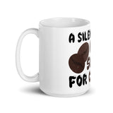 3_34 - A silent yawn is a scream for coffee - White glossy mug