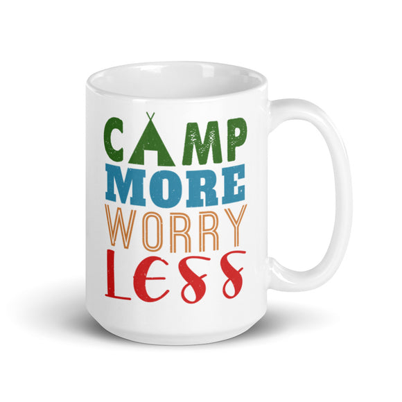 2_270 - Camp more, worry less - White glossy mug