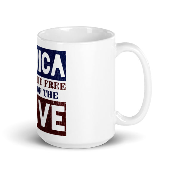 8 - Home of the free because of the brave - White glossy mug
