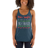 17 - Dear Santa all I want for Christmas is a fat bank account and a thin body - Women's Racerback Tank