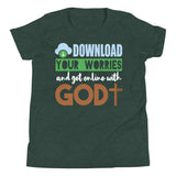 3_254 - Download your worries and get online with God - Youth Short Sleeve T-Shirt